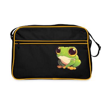Tree Frog Baumfrösche Baumfrosch - Retro Tasche - Schwarz/Gold - Vorne