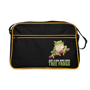 Tree Frog Baumfrösche Baumfrosch - Retro Tasche - Schwarz/Gold - Vorne