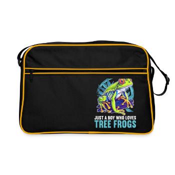 Tree Frog Baumfrösche Baumfrosch - Retro Tasche - Schwarz/Gold - Vorne