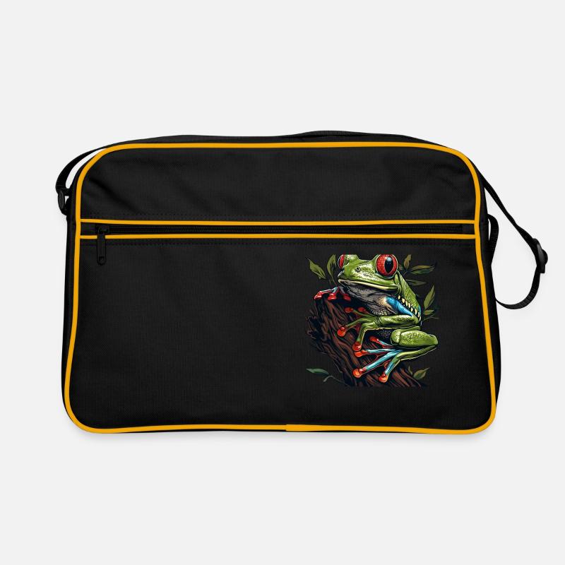 Tree Frog Baumfrösche Baumfrosch - Retro Tasche - Schwarz/Gold