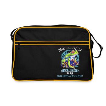 Tree Frog Baumfrösche Baumfrosch - Retro Tasche - Schwarz/Gold - Vorne