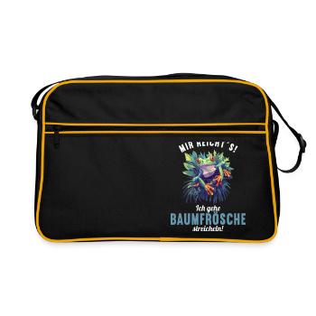 Tree Frog Baumfrösche Baumfrosch - Retro Tasche - Schwarz/Gold - Vorne