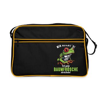 Tree Frog Baumfrösche Baumfrosch - Retro Tasche - Schwarz/Gold - Vorne