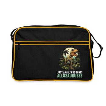 Allosaurier Allosaurus - Retro Tasche - Schwarz/Gold - Vorne