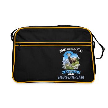 Alpine Goat Bergziegen Bergziege - Retro Tasche - Schwarz/Gold - Vorne