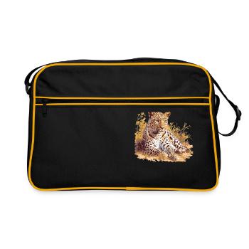 Leoparden Leopard - Retro Tasche - Schwarz/Gold - Vorne