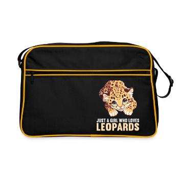 Leoparden Leopard - Retro Tasche - Schwarz/Gold - Vorne