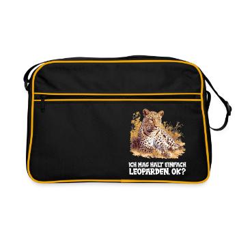 Leoparden Leopard - Retro Tasche - Schwarz/Gold - Vorne