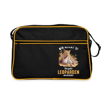 Leoparden Leopard - Retro Tasche - Schwarz/Gold - Vorne