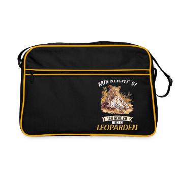 Leoparden Leopard - Retro Tasche - Schwarz/Gold - Vorne
