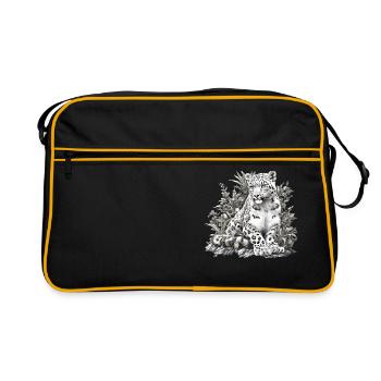 Snow Leopard Schneeleoparden Schneeleopard - Retro Tasche - Schwarz/Gold - Vorne