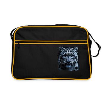 Snow Leopard Schneeleoparden Schneeleopard - Retro Tasche - Schwarz/Gold - Vorne
