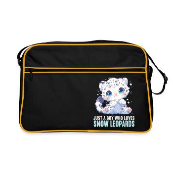 Snow Leopard Schneeleoparden Schneeleopard - Retro Tasche - Schwarz/Gold - Vorne