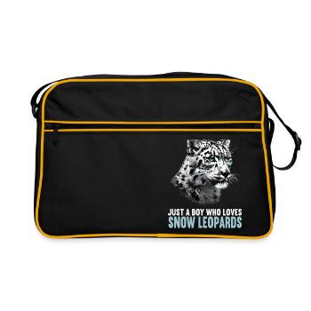 Snow Leopard Schneeleoparden Schneeleopard - Retro Tasche - Schwarz/Gold - Vorne