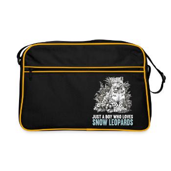 Snow Leopard Schneeleoparden Schneeleopard - Retro Tasche - Schwarz/Gold - Vorne