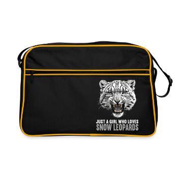 Snow Leopard Schneeleoparden Schneeleopard - Retro Tasche - Schwarz/Gold - Vorne