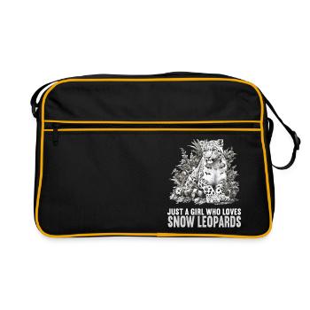 Snow Leopard Schneeleoparden Schneeleopard - Retro Tasche - Schwarz/Gold - Vorne