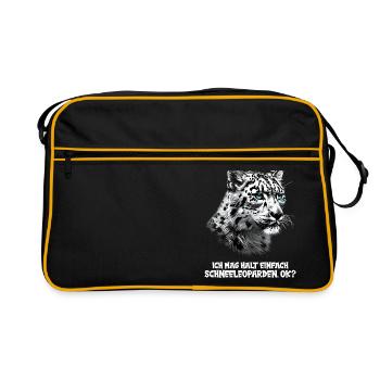 Snow Leopard Schneeleoparden Schneeleopard - Retro Tasche - Schwarz/Gold - Vorne
