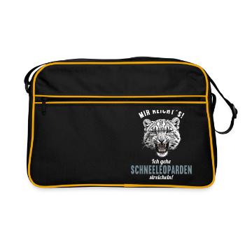 Snow Leopard Schneeleoparden Schneeleopard - Retro Tasche - Schwarz/Gold - Vorne