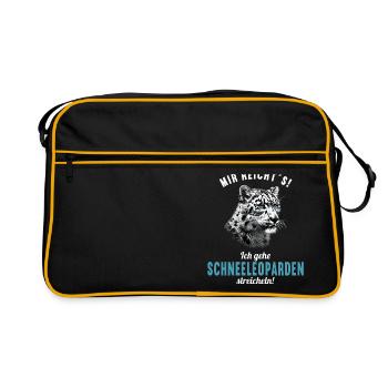 Snow Leopard Schneeleoparden Schneeleopard - Retro Tasche - Schwarz/Gold - Vorne