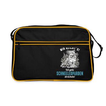 Snow Leopard Schneeleoparden Schneeleopard - Retro Tasche - Schwarz/Gold - Vorne