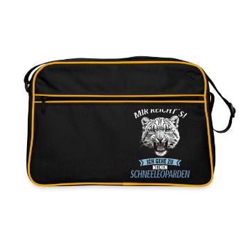 Snow Leopard Schneeleoparden Schneeleopard - Retro Tasche - Schwarz/Gold - Vorne