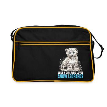 Snow Leopard Schneeleoparden Schneeleopard - Retro Tasche - Schwarz/Gold - Vorne