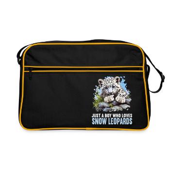 Snow Leopard Schneeleoparden Schneeleopard - Retro Tasche - Schwarz/Gold - Vorne