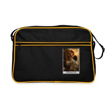 Tarotkarten Tarotkarte Strength Kraft - Retro Tasche - Schwarz/Gold - Vorne