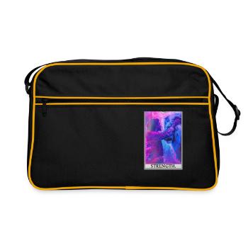 Tarotkarten Tarotkarte Strength Kraft - Retro Tasche - Schwarz/Gold - Vorne