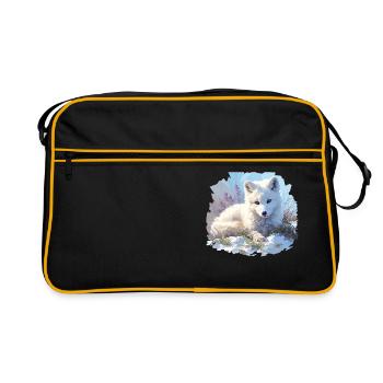 Arctic Fox Polarfüchse Polarfuchs - Retro Tasche - Schwarz/Gold - Vorne