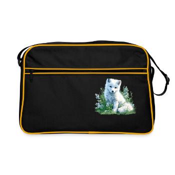 Arctic Fox Polarfüchse Polarfuchs - Retro Tasche - Schwarz/Gold - Vorne