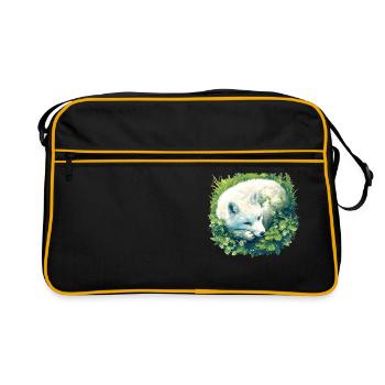 Arctic Fox Polarfüchse Polarfuchs - Retro Tasche - Schwarz/Gold - Vorne
