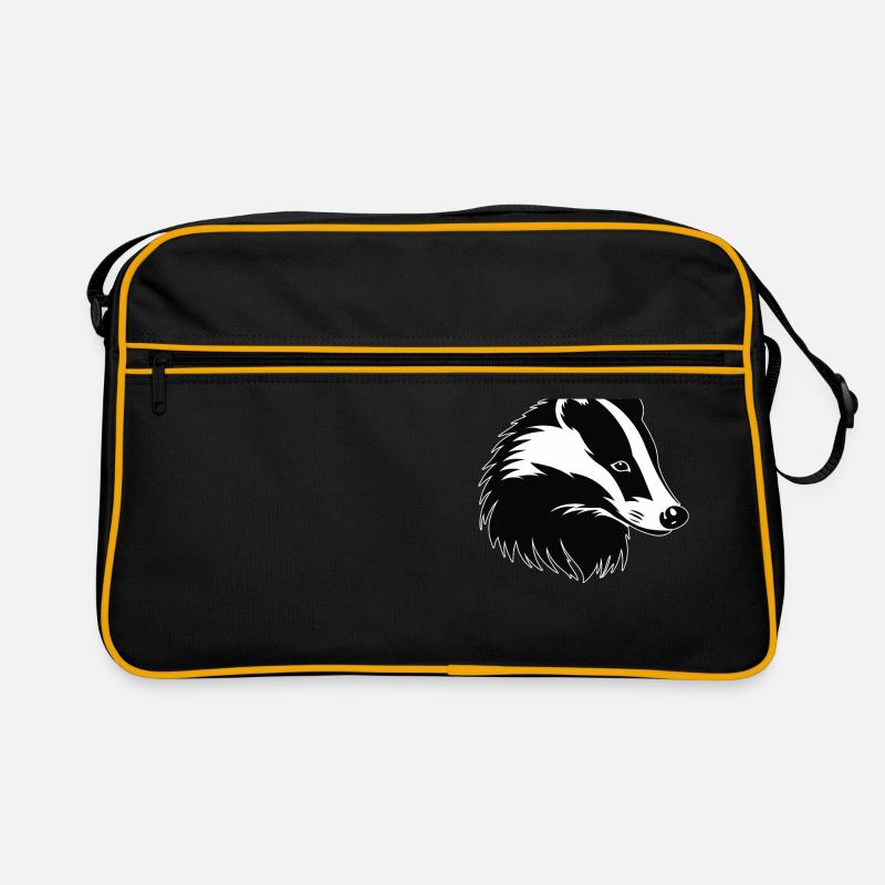 Badger Dachse Dachs - Retro Tasche - Schwarz/Gold