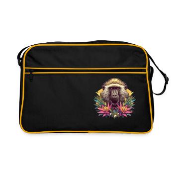 Baboon Paviane Pavian - Retro Bag - black/gold - Front