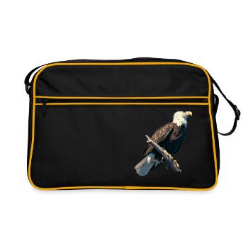 Bald Eagle Weißkopfseeadler - Retro Tasche - Schwarz/Gold - Vorne