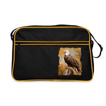 Bald Eagle Weißkopfseeadler - Retro Tasche - Schwarz/Gold - Vorne