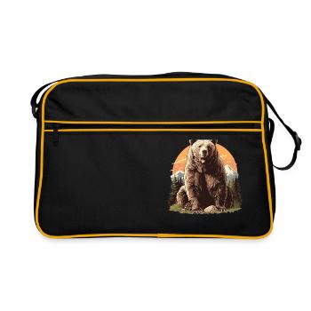 Bear Bären Bär - Retro Tasche - Schwarz/Gold - Vorne
