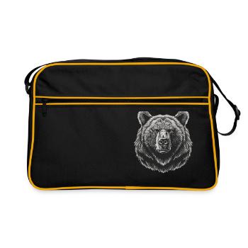 Bear Bären Bär - Retro Tasche - Schwarz/Gold - Vorne