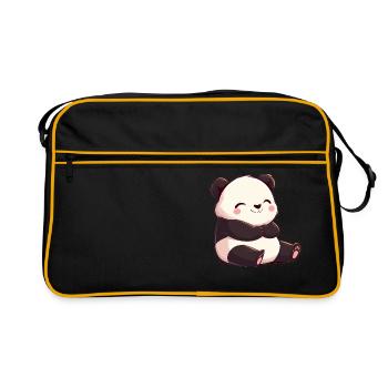 Giant Panda Große Pandas Großer Panda - Retro Tasche - Schwarz/Gold - Vorne