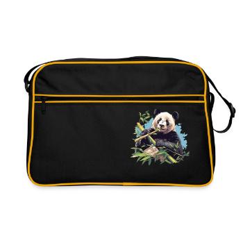 Giant Panda Große Pandas Großer Panda - Retro Tasche - Schwarz/Gold - Vorne