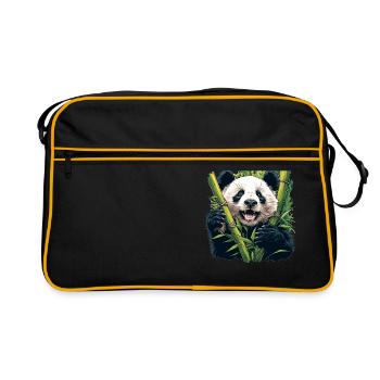 Giant Panda Große Pandas Großer Panda - Retro Tasche - Schwarz/Gold - Vorne