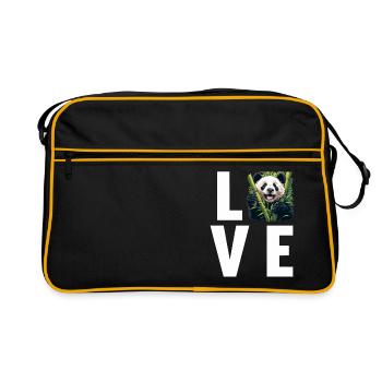 Giant Panda Große Pandas Großer Panda - Retro Tasche - Schwarz/Gold - Vorne