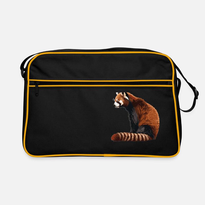 Red Panda Kleine Pandas Kleiner Roter Panda - Retro Tasche - Schwarz/Gold