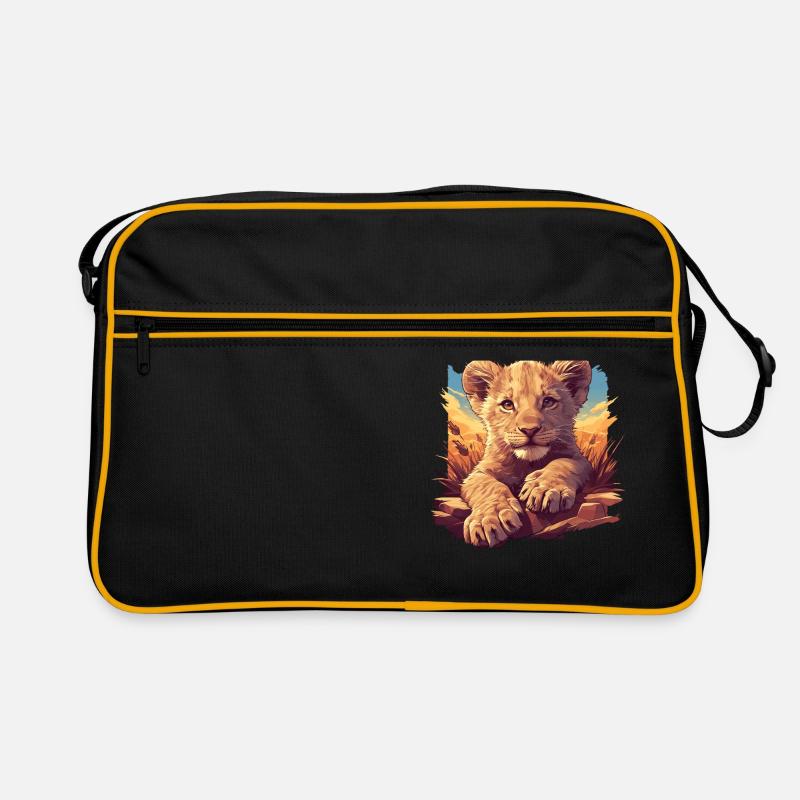 Lion Löwen Löwe - Retro Tasche - Schwarz/Gold