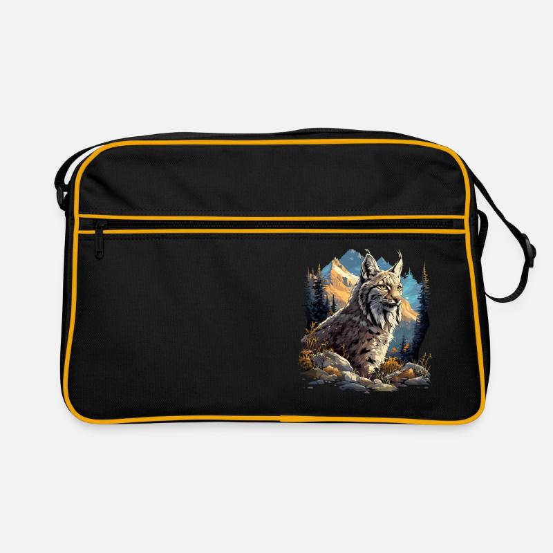 Lynx Luchse Luchs - Sac Retro - noir/or