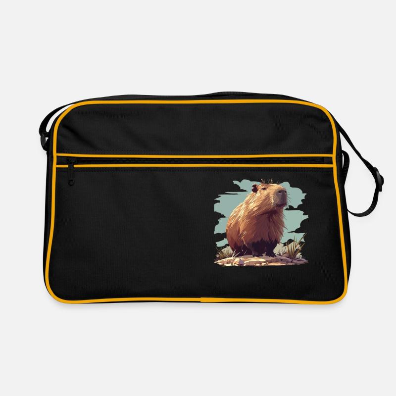 Capybaras Capybara - Retro Tasche - Schwarz/Gold