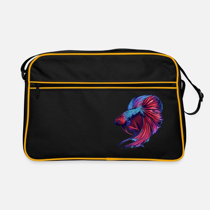 Bettas Betta Fisch Betta - Retro Tasche - Schwarz/Gold