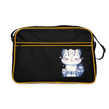 Snow Leopard Schneeleoparde Schneeleopard - Retro Tasche - Schwarz/Gold - Vorne