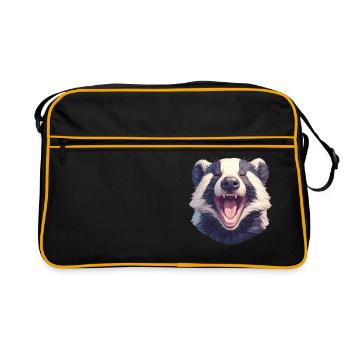 Badger Dachse Dachs - Retro Tasche - Schwarz/Gold - Vorne